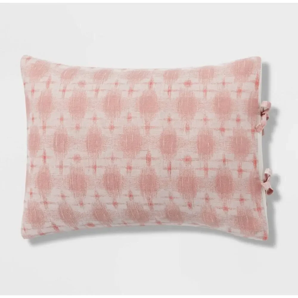 Threshold King Yarn Dyed Cotton Duvet Cover Set Pink Geometric Boho Cottagecore